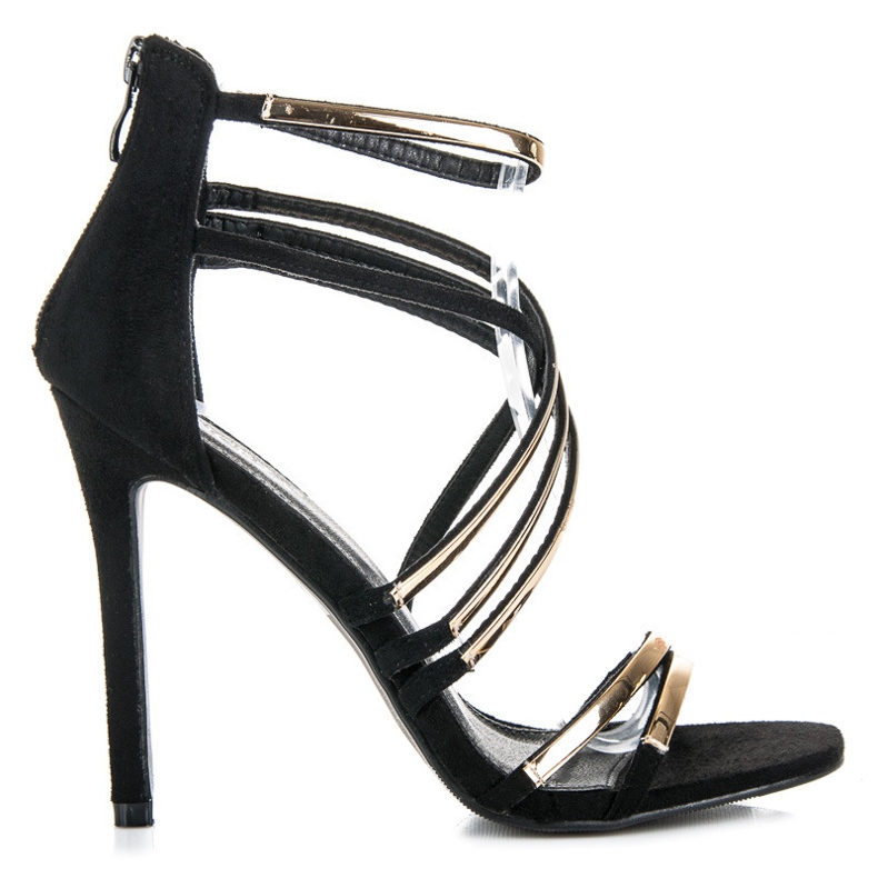 Vinceza Crne sandale na visoku petu crno