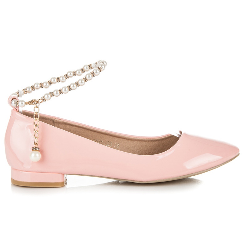 Vices Lakirane balerinke s perlicama ružičasta