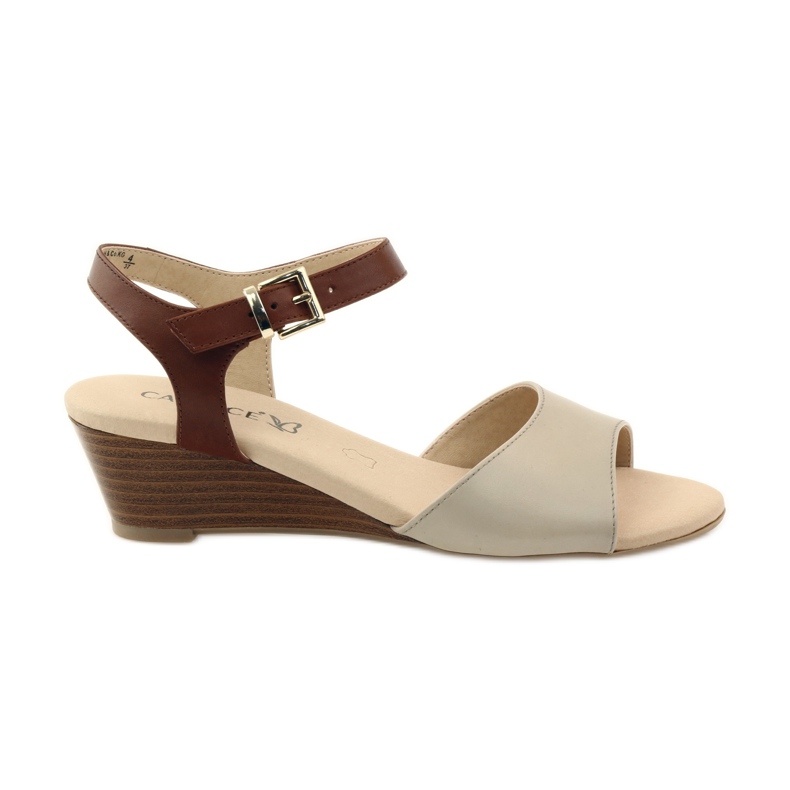 Ženske cipele Caprice kožne sandale 28213 smeđa