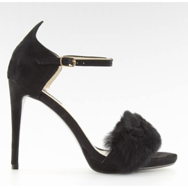 Sandale na štiklu crne L6120 crne crna