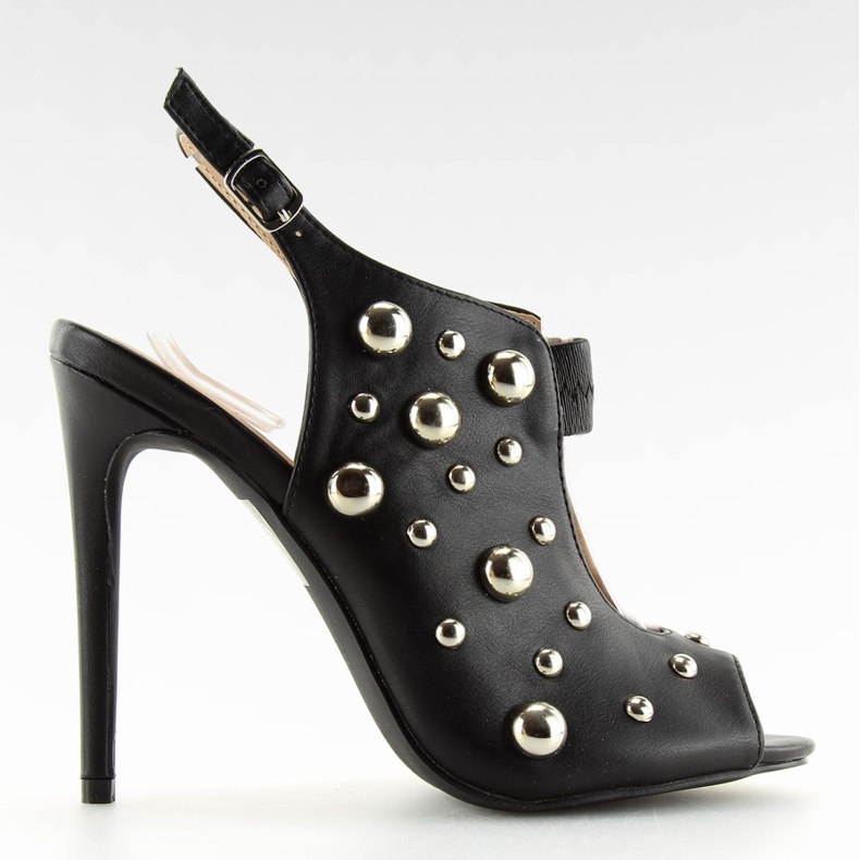 Crne sandale s čapovima crne 708-11 Crna crno