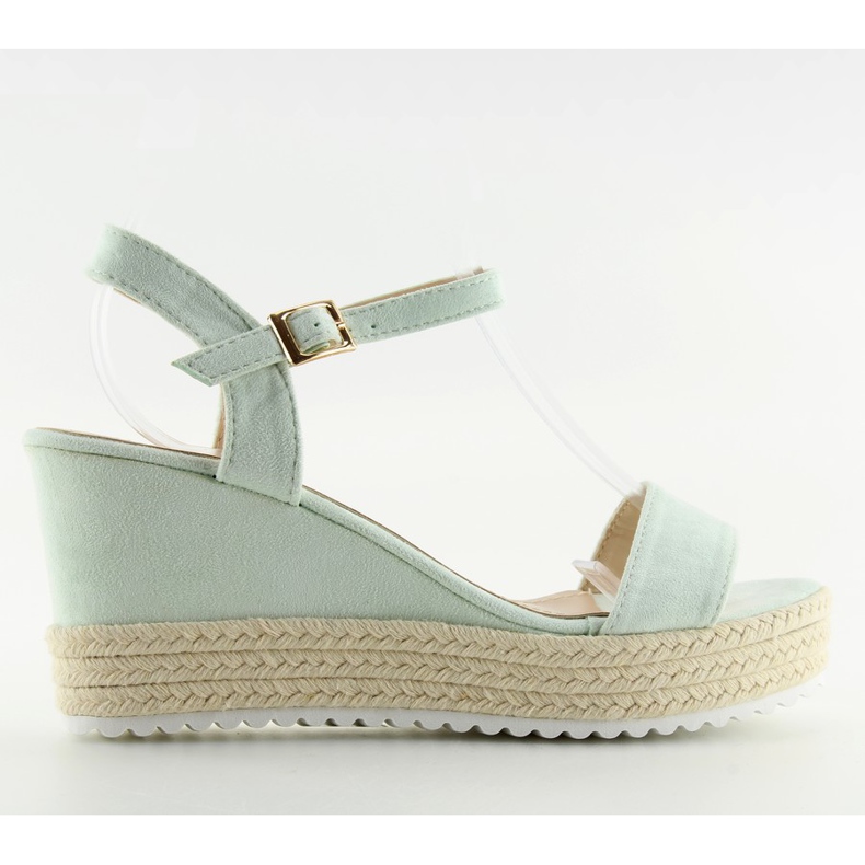 Sandale na klin akvamarin espadrile R120P L.GREEN zelena