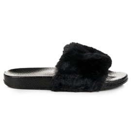 Bona Ženske papuče sa krznom crna