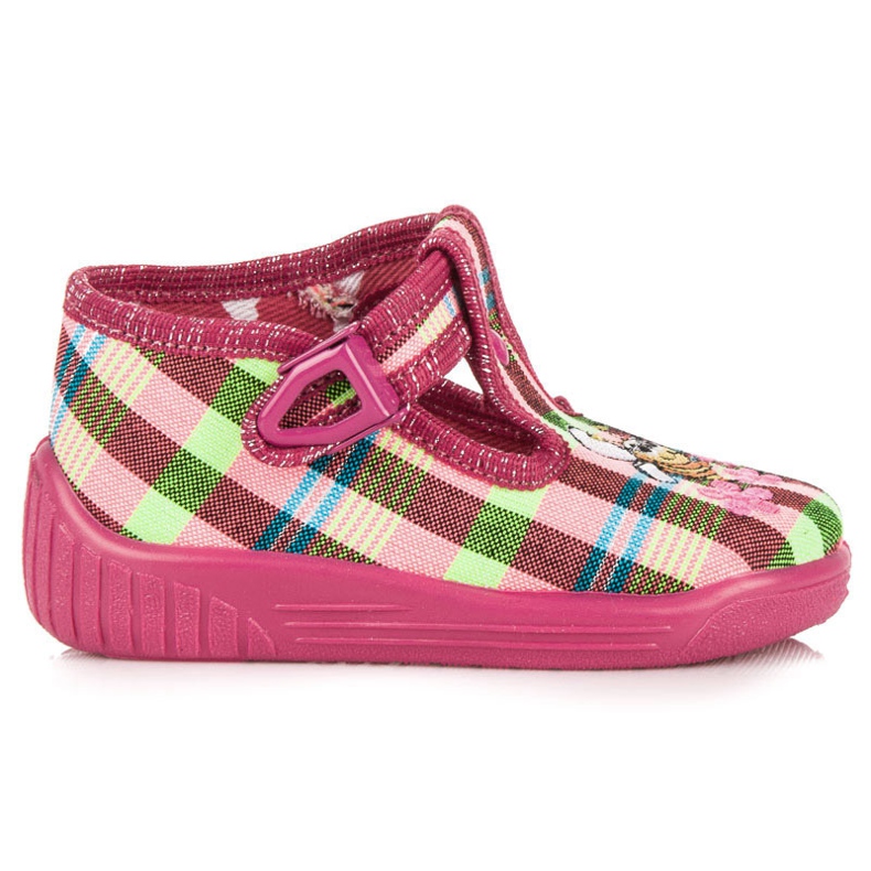 RAWEKS karirane papuče ružičasta