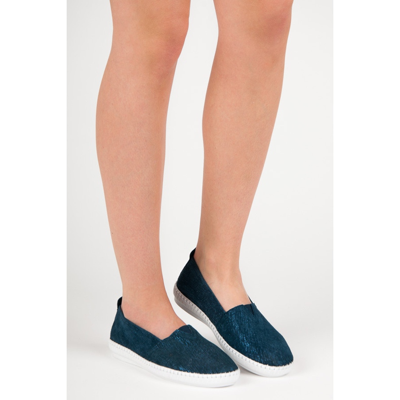 VINCEZA kožna slipony plava