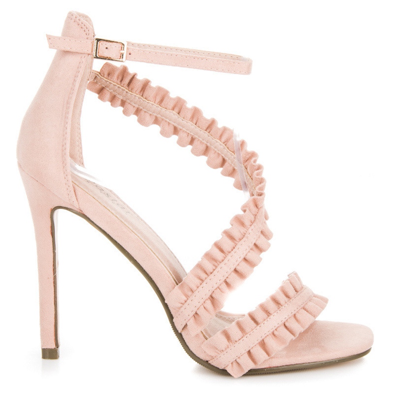 Seastar Sandale na visoke pete s volanom ružičasta