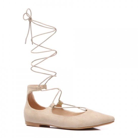 Vices Pastelno vezane balerine smeđa