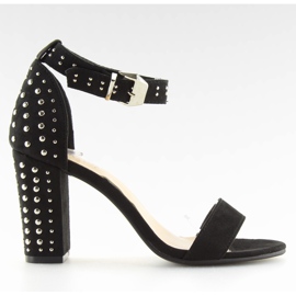 Crne crne sandale s visokim potpeticama crno