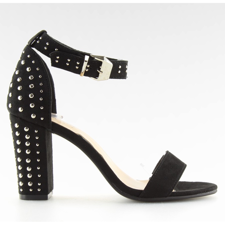 Crne crne sandale s visokim potpeticama crno