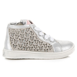 American Club Ažurne tenisice na američki patentni zatvarač siva