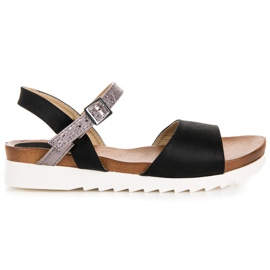 Vinceza ravne sandale od antilopa crna