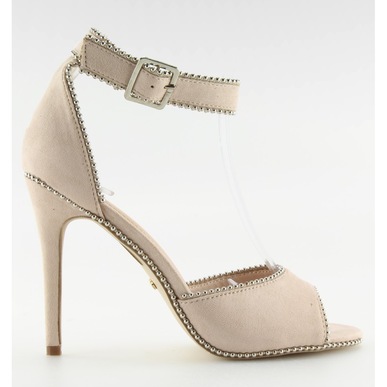 Elegantne sandale na bež bež stiletto potpetici