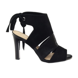 Sergio Leone 1489 vezane sandale od antilopa crna