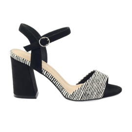 Sandale na stupić Sergio Leone 820 s prugama bijela crna