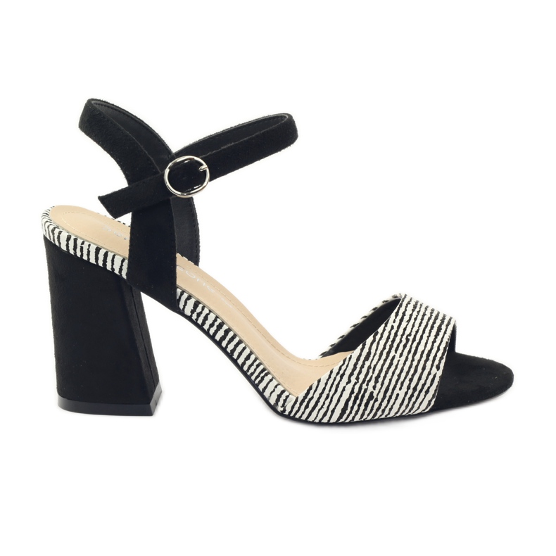 Sandale na stupić Sergio Leone 820 s prugama bijela crno