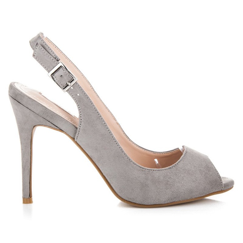 Bestelle Sandale od antilopa na visokoj potpetici siva