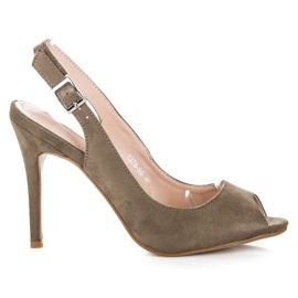 Bestelle Sandale od antilopa na visokoj potpetici zelena