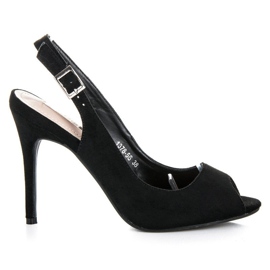 Bestelle Sandale od antilopa na visokoj potpetici crna
