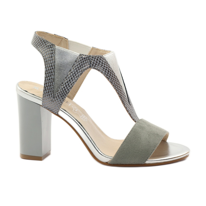 M.Daszyński Kožne sandale Daszyński sive siva