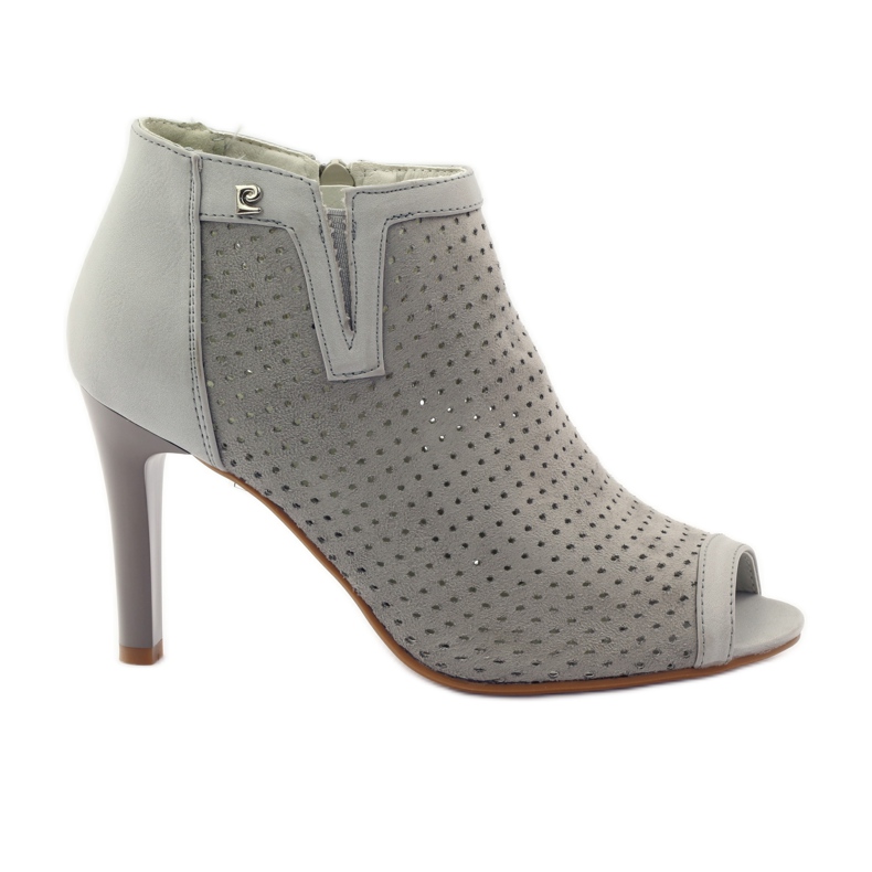 M.Daszyński Ažurne čizme s kožnim umetkom Daszyński siva