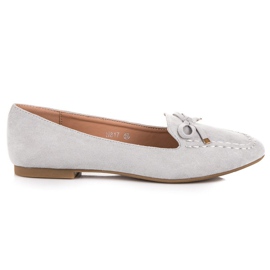 Small Swan Suede mokasinke s mašnom siva