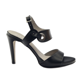 Kožne sandale na petu Edeo 3208 crna