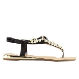 Sandale sa crnim perlama D580 crne crna