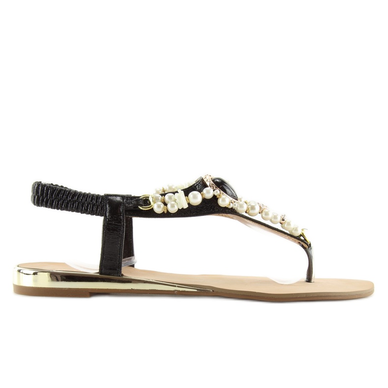 Sandale sa crnim perlama D580 crne crno