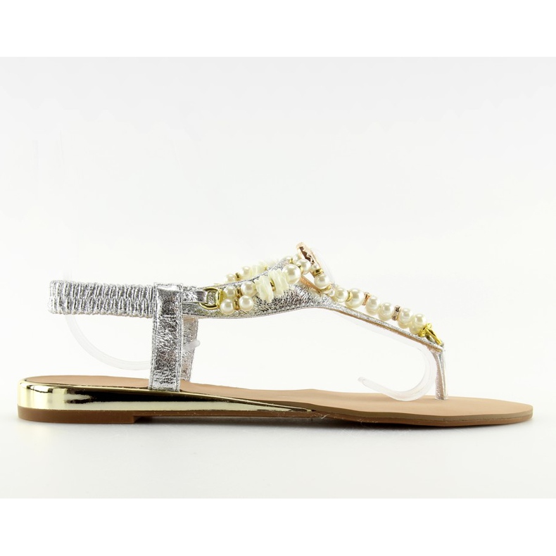 Srebrne sandale sa biserima D580 srebro siva