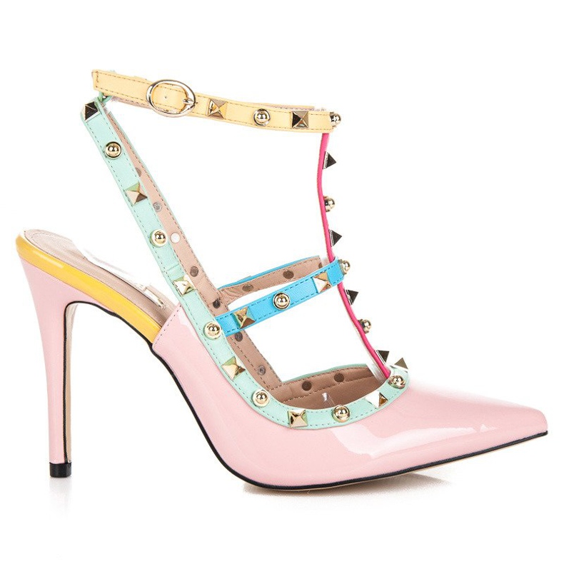 Vices Šarene sandale na visokoj potpetici ružičasta