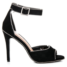 Seastar Sandale od antilopa na visokoj potpetici crna