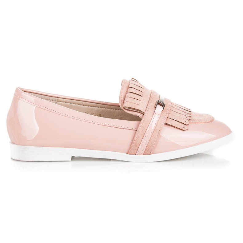 Ideal Shoes Mokasine lakirane u prahu ružičasta