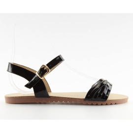 Sandale sa sjajnim crnim prugama crna