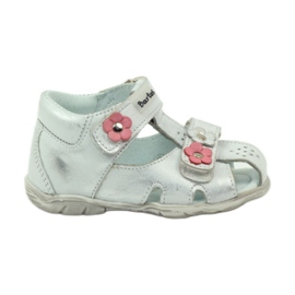 Bartuś sandale za čičak sa srebrnim cvjetovima srebro