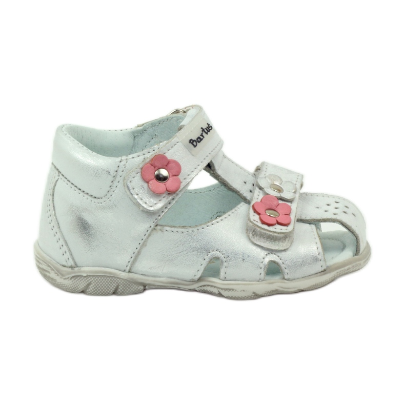 Bartuś sandale za čičak sa srebrnim cvjetovima srebro