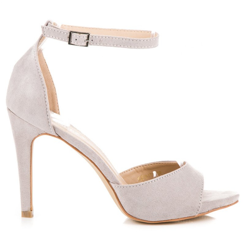 Vinceza sandale na visoku petu od antilopa siva