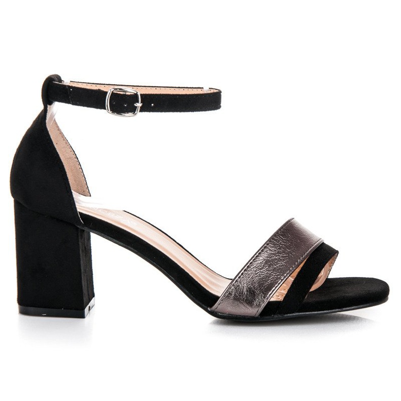 Vinceza sandale na visoku petu od antilopa crno
