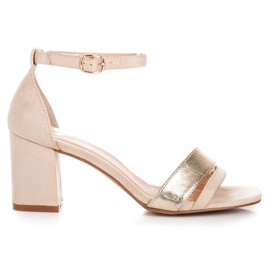 Vinceza sandale na visoku petu od antilopa smeđa