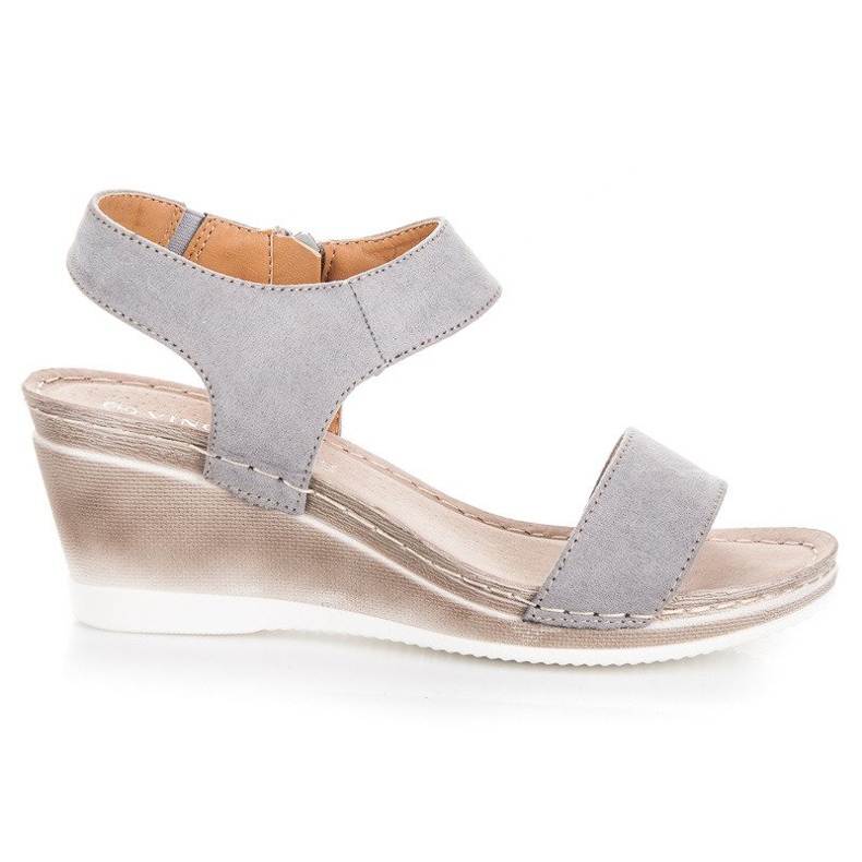 Vinceza sandale na klin od antilopa siva