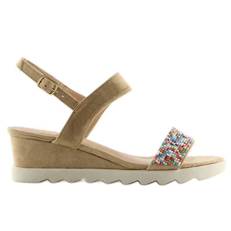 Bež taupe sandale na nisku potpeticu