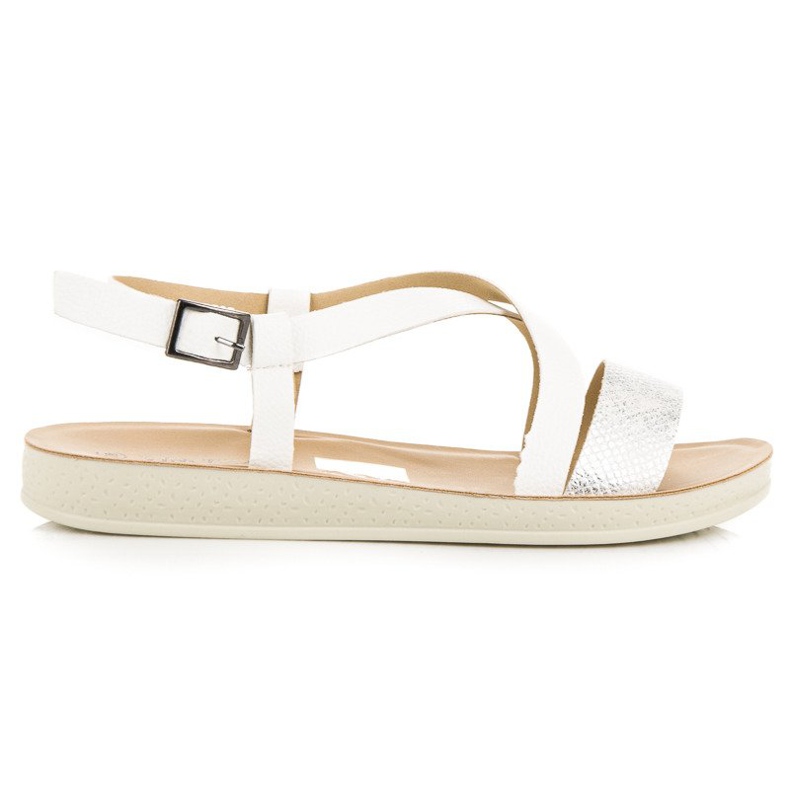 Ravne sandale s vinceza kopčom bijela