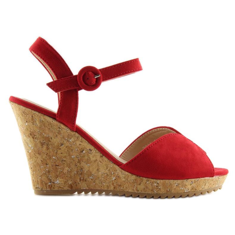 Crvene sandale na štiklu od pluta 3811 crvena