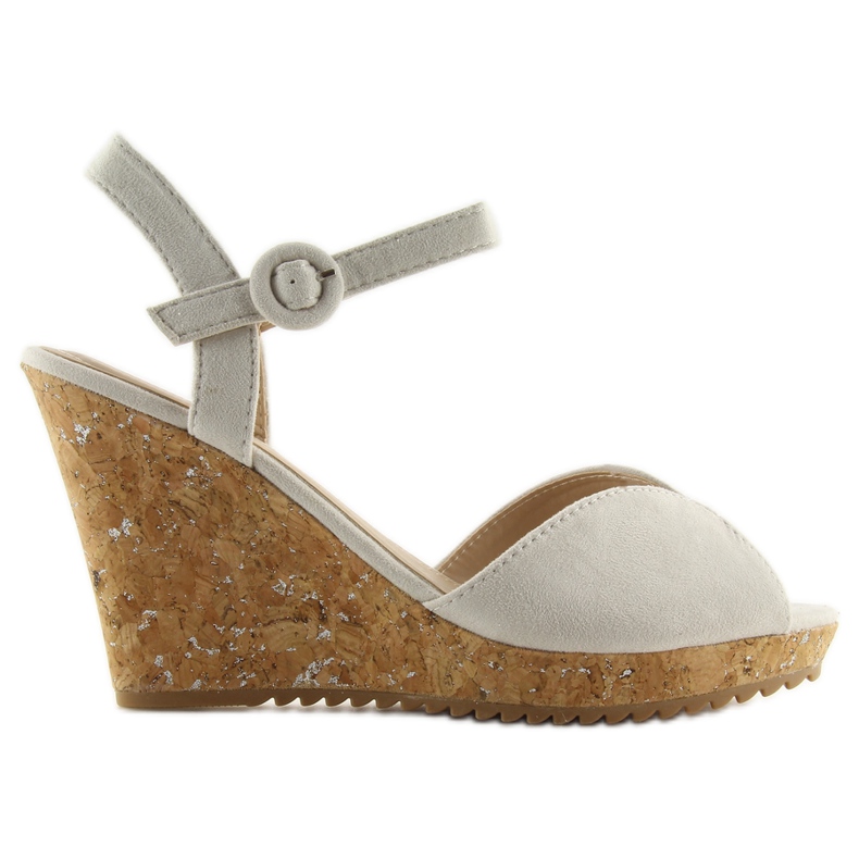 Sive sandale na štiklu od pluta 3811 siva