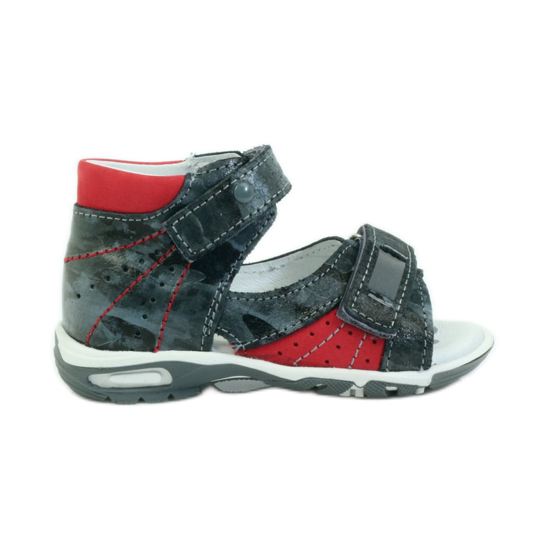 Sandale kožnih dječaka s čičak i reflektorima Renbut 1407 Grey siva