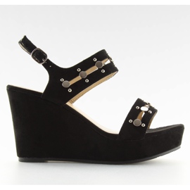 Crne sandale na klin potpetice 1606 Crna