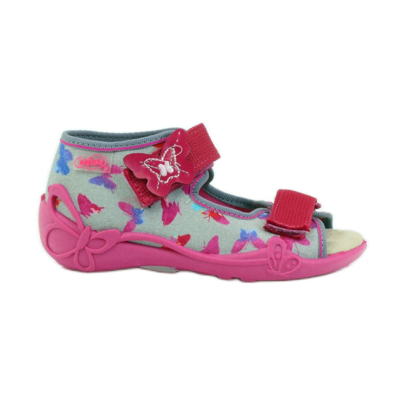 Befado 242p077 sandale s kožnim umetkom ružičasta siva