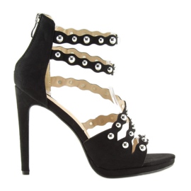 Crne sandale na štiklu C-37 Crna