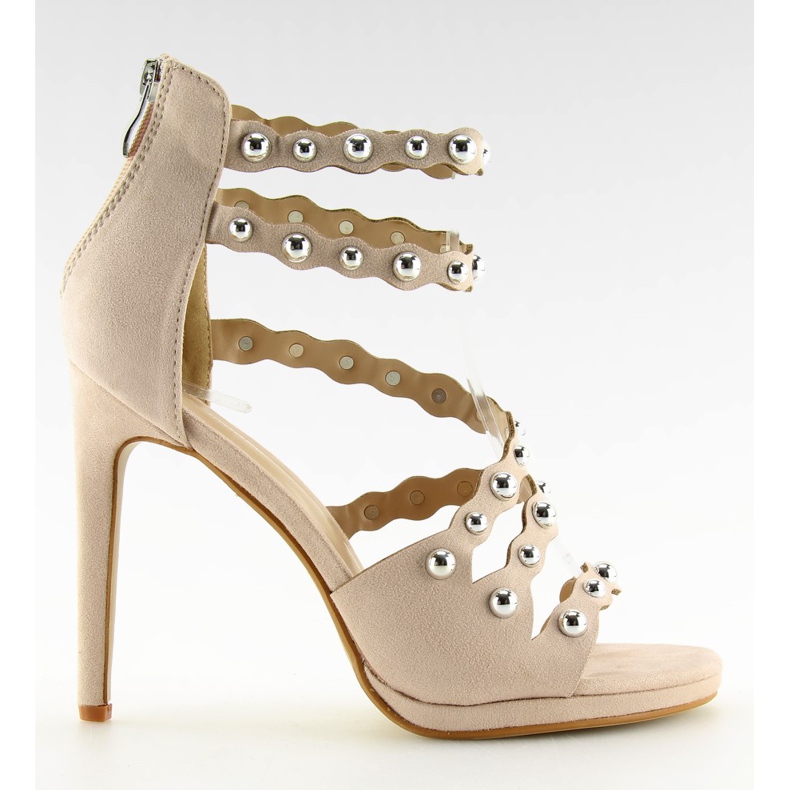 Bež sandale na visoku petu C-37 Bež