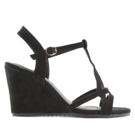 Crne sandale na klin 266-7 crne crna