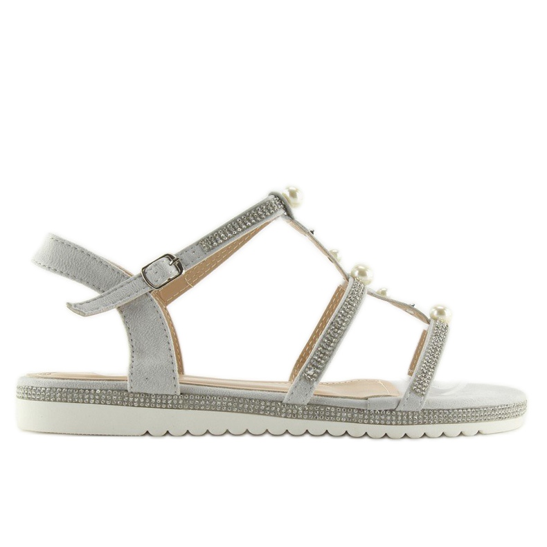 Sive sandale s biserima RC-33 Siva